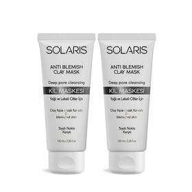 Solaris Yağlı ve Lekeli Ciltler İçin 100 ml x 2 Adet Kil Maskesi
