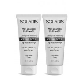 Solaris Yağlı ve Lekeli Ciltler İçin 100 ml x 2 Adet Kil Maskesi