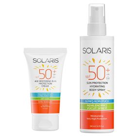 Solaris Yaşlanma Karşıtı SPF50+ 50 ml ve 200 ml SPF50+ Güneş Koruyucu Krem Sprey