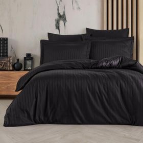 Soley Calisto Siyah 200 x 220 cm %100 Pamuk Çift Kişilik Saten Nevresim Takımı