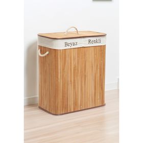 Soley Foldi Bamboo Çift Hazneli Örme Çamaşır Sepeti