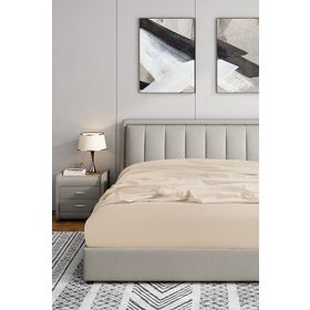 Soley Jersey Bej %100 Pamuk Çift Kişilik 200x200 cm Lastikli Çarşaf