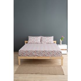 Soley Liberty Bordo %100 Pamuk Çift Kişilik 180x200 cm Lastikli Çarşaf Seti