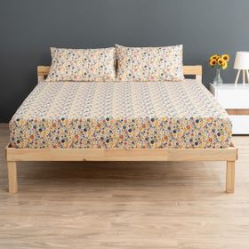 Soley Liberty Sarı %100 Pamuk Çift Kişilik 160x200 cm Lastikli Çarşaf Seti