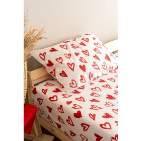 Soley Mix & Match Lover %100 Pamuk Kırmızı Tek Kişilik Çarşaf Seti