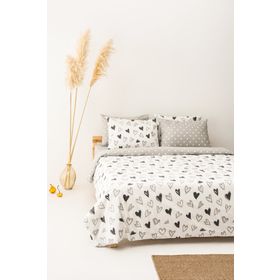 Soley Mix & Match Lover Beyaz %100 Pamuk Çift Kişilik Nevresim Seti