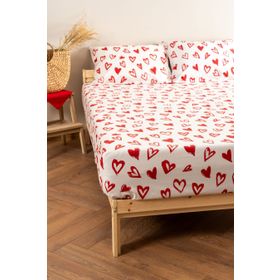 Soley Mix & Match Lover Kırmızı %100 Pamuk Çift Kişilik Çarşaf Seti