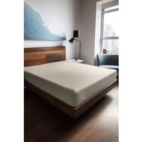 Soley Mix & Match Plain Ekru 100x200 cm %100 Pamuk Ranforce Tek-Çift Kişilik Lastikli Çarşaf