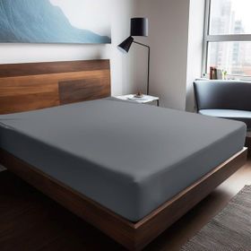 Soley Mix & Match Plain Gri %100 Pamuk Çift Kişilik 140x200 cm Ranforce Lastikli Çarşaf