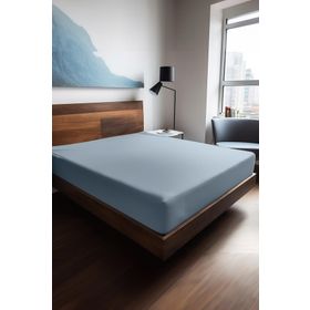 Soley Mix & Match Plain Mavi %100 Pamuk Ranforce Tek-Çift Kişilik 140x200 cm Lastikli Çarşaf