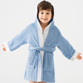Soley Pueri Mavi 8-10 Yaş %100 Pamuk Unisex Çocuk Bornozu