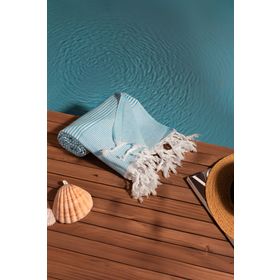 Soley Stripe Turkuaz %100 Doğal Pamuklu Peştamal