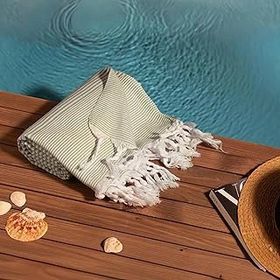 Soley Stripe Yeşil %100 Doğal Pamuklu Peştamal