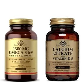 Solgar 1300 mg Omega 3-6-9 60 Kapsül + Solgar Calcium Citrate With Vitamin D3 60 Tablet