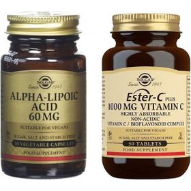 Solgar Alpha Lipoic Acid 60 mg 30 Tablet + Ester-C Plus 1000 mg 30 Tablet