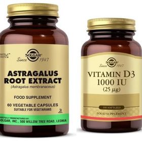 Solgar Astragalus Root 60 Kapsül + Solgar Vitamin D3 1000 IU 100 Kapsül