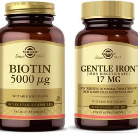 Solgar Biotin 5000 mcg 50 Kapsül + Gentle Iron 17 mg 90 Kapsül