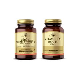 Solgar Ester C Plus Vitamin C 500 mg 50 Kapsül + Solgar Vitamin D3 1000 IU 100 Kapsül
