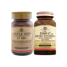 Solgar Gentle Iron 17 mg 90 Kapsül + Solgar Ester C Plus 1000 mg 30 Tablet