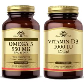 Solgar Vitamin D3 1000 IU 100 Kapsül + Omega 3 950 mg 50 Kapsül