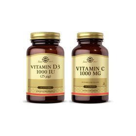 Solgar Vitamin D3 1000 IU 100 Tablet + Solgar Vitamin C 1000 mg 90 Tablet