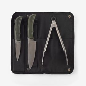Solognac Bushcraft Paslanmaz Çelik Çantalı Avcı Bıçağı Seti ve Mangal Barbekü Maşası
