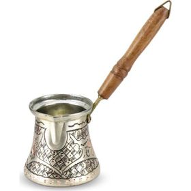 Sonay Bakırcılık Gül Çiçek Gümüşlü 5 Kişilik Bakır Cezve