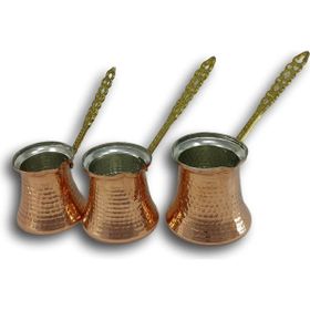 Sonay Bakırcılık Üçlü Bakır 3-4-5 Fincanlık Cezve Takımı