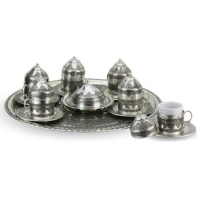 Sonay Bakırcılık Üzüm İşleme 4 Kişilik Bakır Kahve Takımı