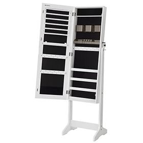 Songmics JJC002W01 Beyaz Ayaklı Aynalı Kilitlenebilir Dolap