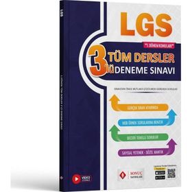 Sonuç Yayınları - 8. Sınıf LGS 2022-2023 Tüm Dersler 1.Dönem 3'lü Deneme Sınavı