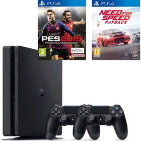 Sony Playstation 4 Slim 500 GB + 2.Kol + PES 19 + Need for Speed Payback