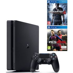 Sony Playstation 4 Slim 500 GB + 2.Kol + PES 19 + Uncharted 4 A Thief's End