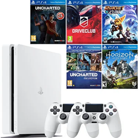 Sony Playstation 4 Slim 500 GB + 2. Kol + Uncharted Kayıp Miras + Driveclub + Ratchet and Clank + Uncharted Collection + Horizon Zero Down Oyun