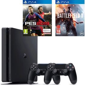 Sony Playstation 4 Slim 500GB + 2.Kol + PES 19 + Battlefield 1