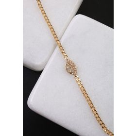 Soobepark Zirkon Taşlı Göz Tasarım Kadın Zincir Gold Bileklik