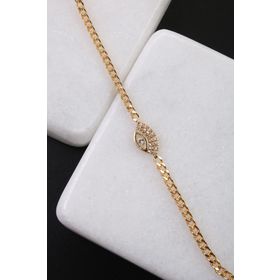 Soobepark Zirkon Taşlı Göz Tasarım Kadın Zincir Gold Bileklik