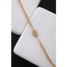 Soobepark Zirkon Taşlı Göz Tasarım Kadın Zincir Gold Bileklik