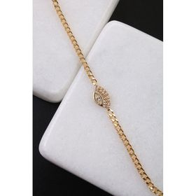 Soobepark Zirkon Taşlı Göz Tasarım Kadın Zincir Gold Bileklik
