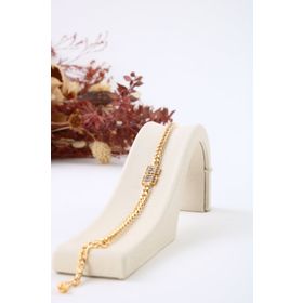 Soobepark Zirkon Taşlı Retro Baget Tasarım Kadın Zincir Gold Bileklik