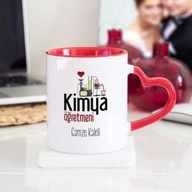 Soppigo Kimya Öğretmeni Kalpli Kırmızı Kupa