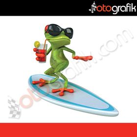 Sörfçü Kurbağa Oto Sticker