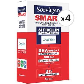 Sorvagen Smart Sitikolin DHA Omega 3 B12 4x30 Kapsül Balık Yağı