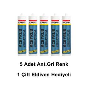Soudal Tabanca ve 500 gr 5 Adet Antrasit Gri Silikonize Mastik