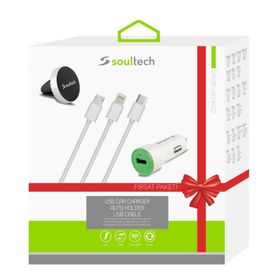 Soultech MIX001 Araç Şarj 3 USB Kablo Araç Tutucu