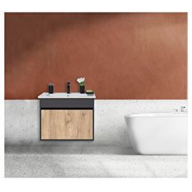 Sözcan Group Aras Antrasit/Atlantik Çam 55 cm Lavabolu Asma Alt Dolap