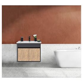 Sözcan Group Aras Antrasit/Atlantik Çam 80 cm Lavabolu Asma Alt Dolap