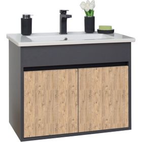 Sözcan Group Aras Antrasit/Atlantik Çam 80 cm Lavabolu Asma Alt Dolap