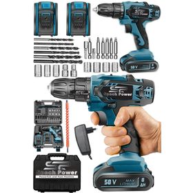 Spech Power Amerikan Technology North Darbeli 58 V 8 AH Panosonıc 2 Akülü Şarjlı Matkap 27 Parça Usta Seti Hediyeli
