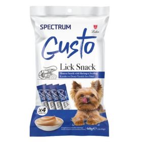 Spectrum Gusto Lick Snack Karidesli ve Deniz Taraklı Krema 4x15 gr Köpek Ödül Maması